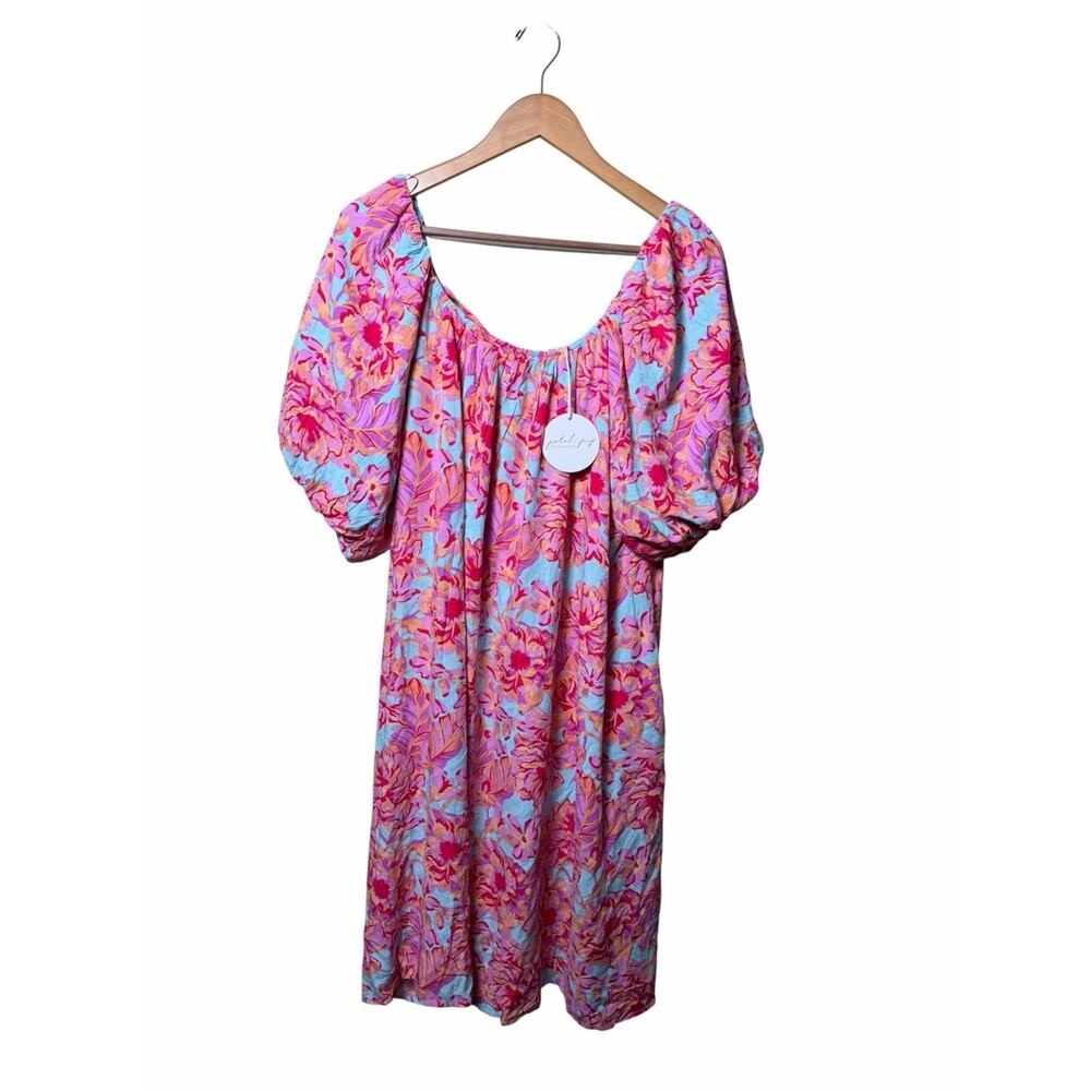 Petal + Pup Leyden Pink Floral Puff Sleeve Midi Dress US 8 NWT - Picture 2 of 9